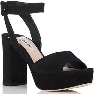 Miu Miu Black Block Heel Platform Sandals Size 5